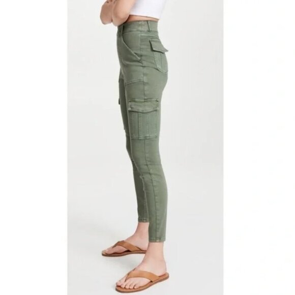 Spanx Stretch Twill Ankle Cargo Jogger Pants Soft Sage Women's Sz Medium P EUC - Picture 2 of 14